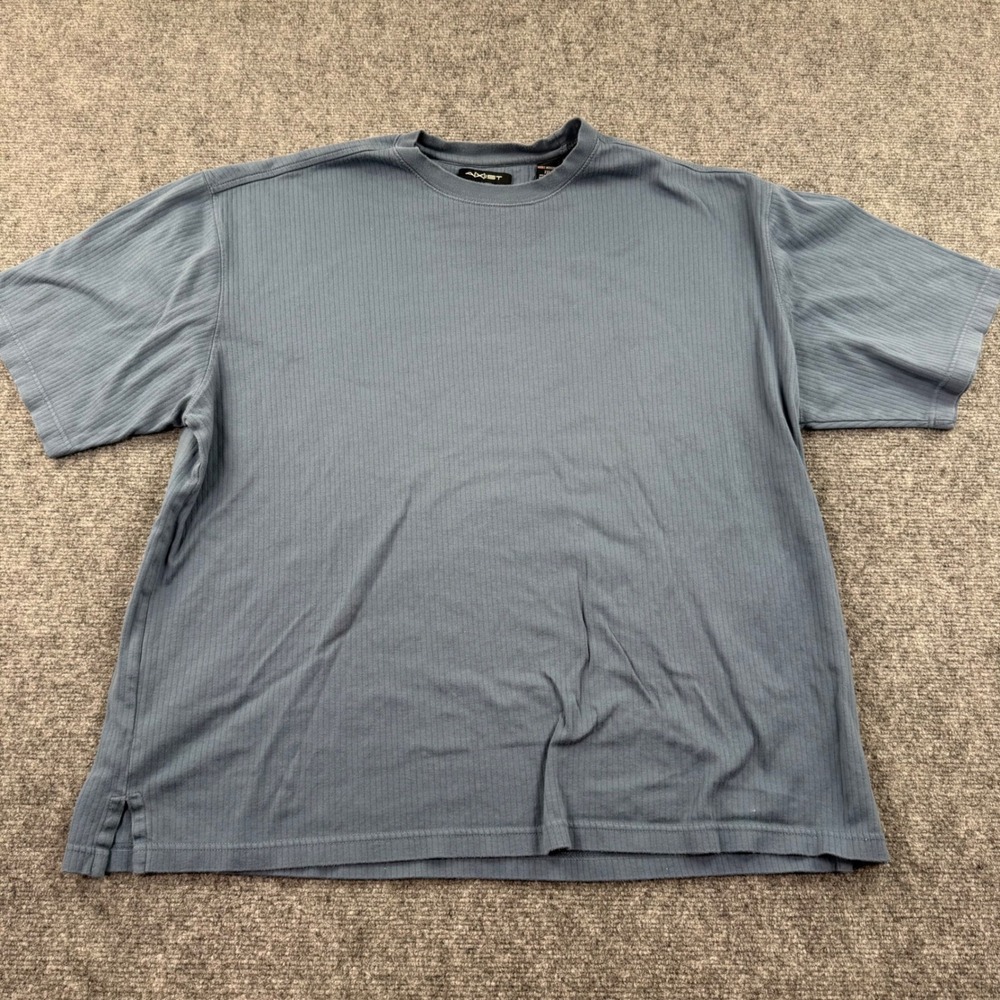 AXIST T-Shirt XXL Blue Ribbed Textured Short Sleeve Mercerized Cotton‎ Men's
